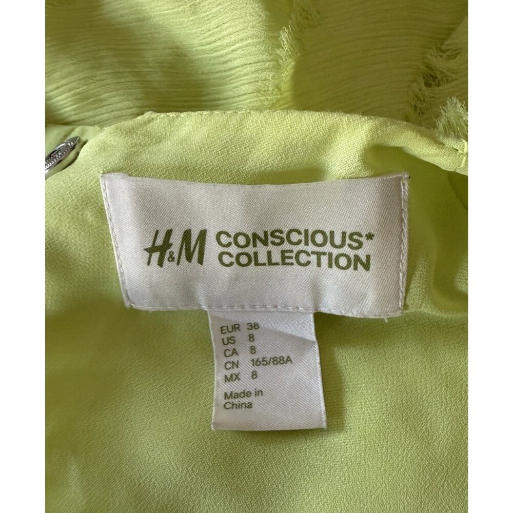 H&M Conscious Collection Round Neck Sleeveless Ruffled Open Back Dress Sz 8 - Picture 8 of 9